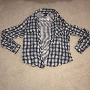 Blue and White plaid button down.
